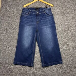 BloomChic Denim Wide Leg Culottes Dark Wash Cropped Jeans Womens Plus Size 16